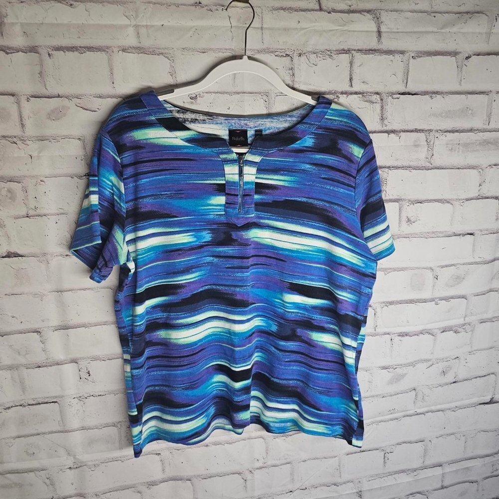 Rafaella Striped Short Sleeve Shirt